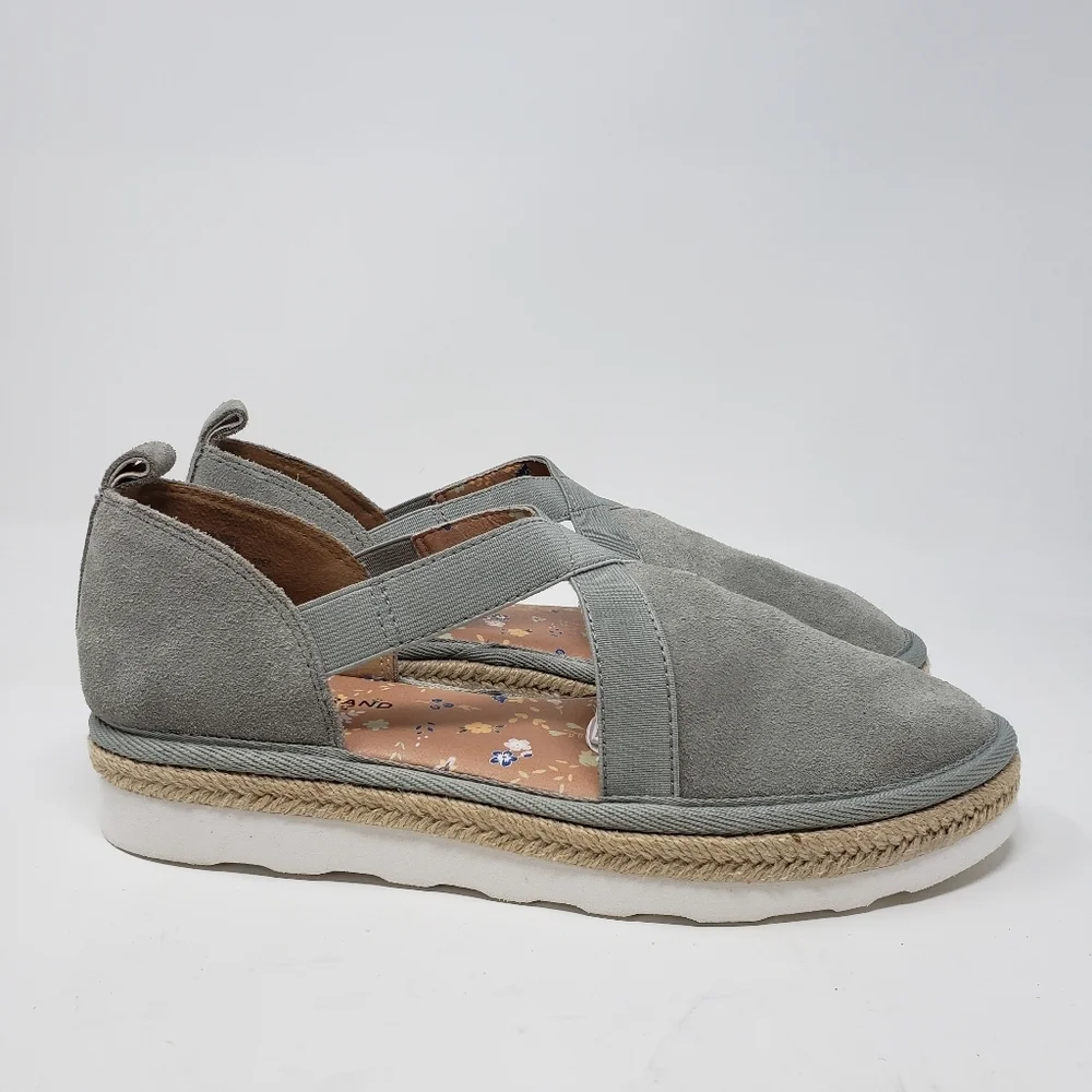 Lucky Brand Jenife Suede Comfort Platform Slip On Lt. Sea Grass casual